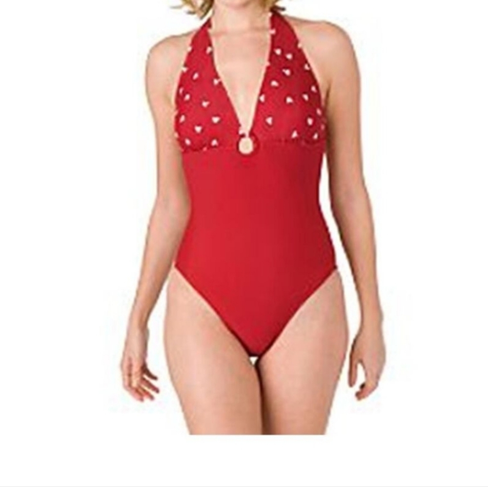 Disney Mickey Mouse Halter One Piece Swimsuit in Burgundy NWOT